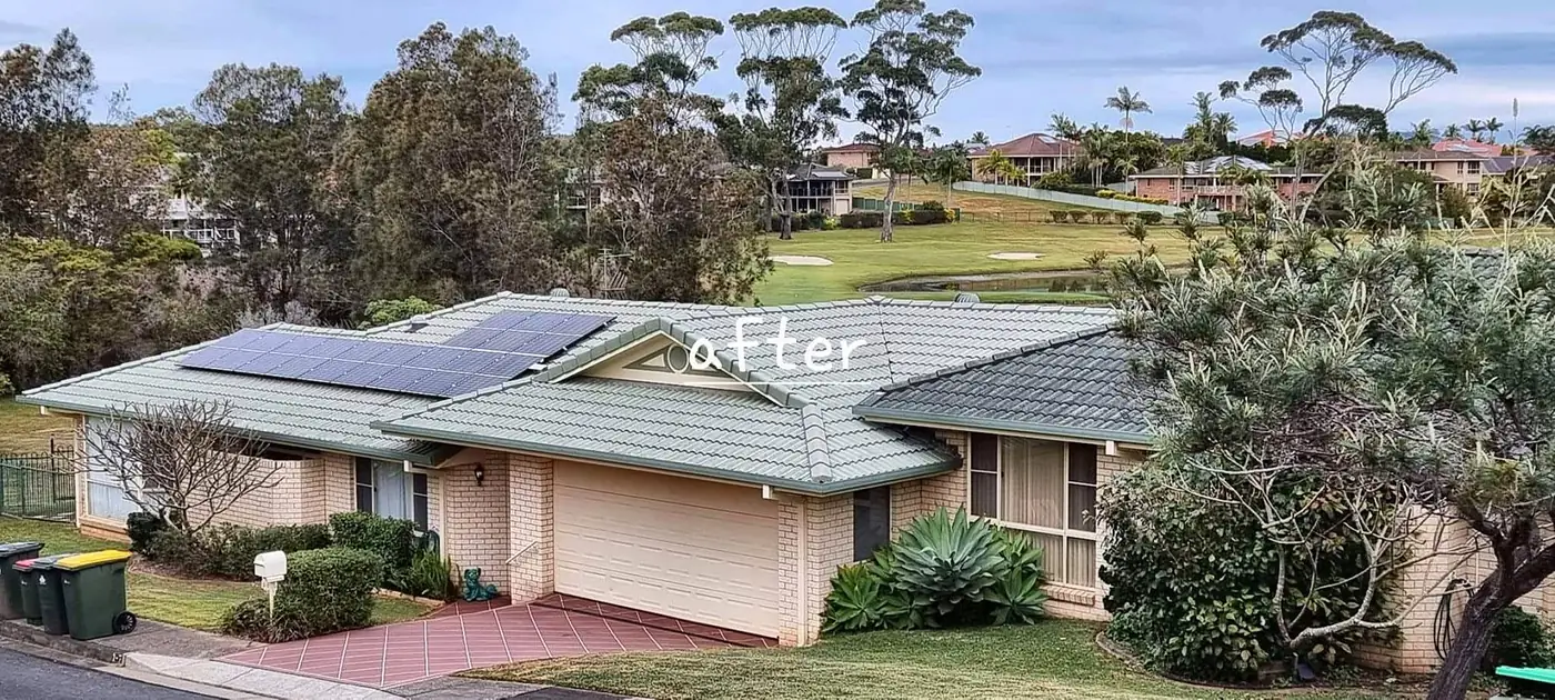 The same tiled roof after cleaning